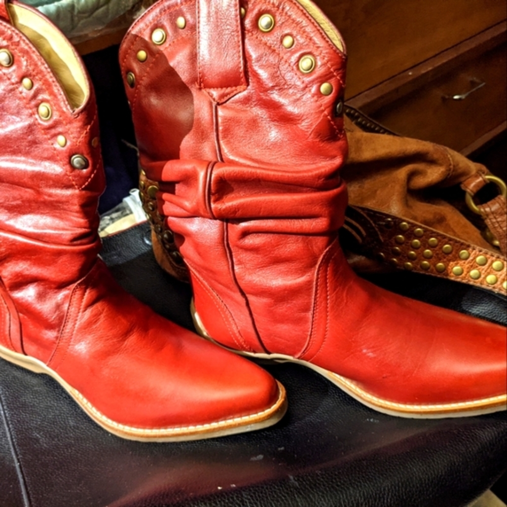 Red Leather Cowboy Boots Kenneth Cole Reaction